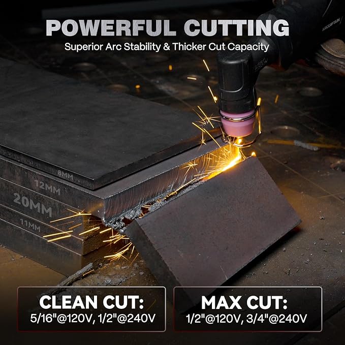 ARCCAPTAIN iControl CUT55 Pro Plasma Cutter, [APP Control] 55 Amp Non-Touch Pilot Arc 120V/240V Plasma Cutter Machine, Large LED Display and 2T/4T, 3/4 inch Maximum Cut, DC Inverter IGBT