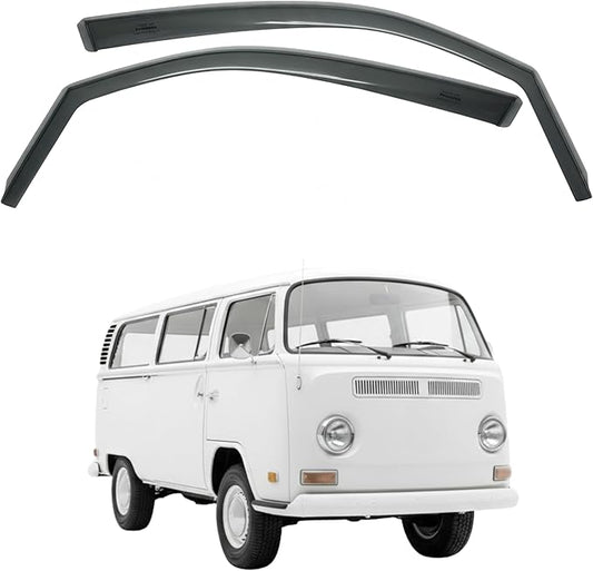 in-Channel Car Window Rain Guard for VW T2 fit:1968-1979 2pcs, Transparent Car Wind Deflectors, Made in Taiwan High Precision No Water Leakage Visors