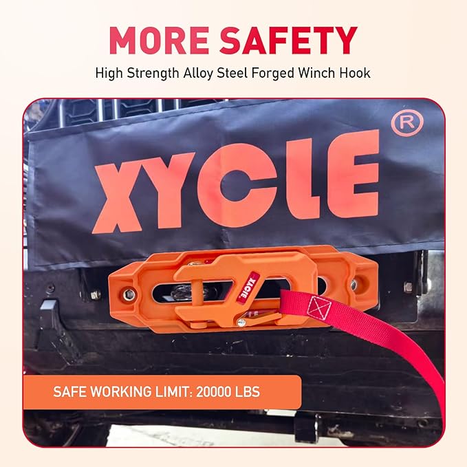 Winch Fairlead with Tow Hook,7075 Aluminum Hawse Fairlead with High Strength Alloy Steel Forged Winch Hook, 20000lb Winch Fairlead Hook (Orange)