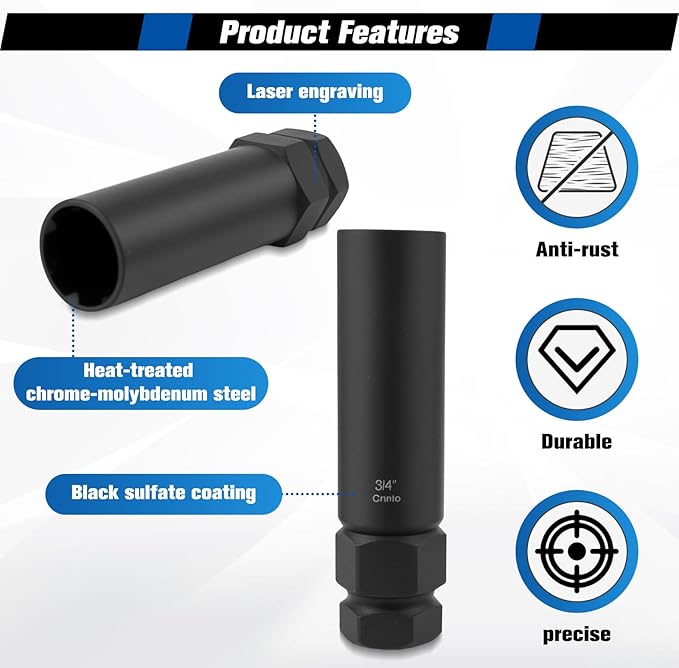 8-Piece Lug Nut Socket Set, 6 Spline & 7 Spline Lug Nut Removal Tool, Heavy-Duty Locking Wheel Lock Removal Kit for Aftermarket & Factory Wheels, with Organized Storage Case