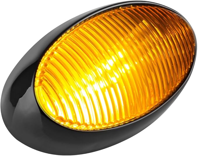 Lumitronics RV 12V LED Oval Porch Utility Light, Clear & Amber Lenses for Motorhomes, Campers, Trailers, 5th Wheels (Black)