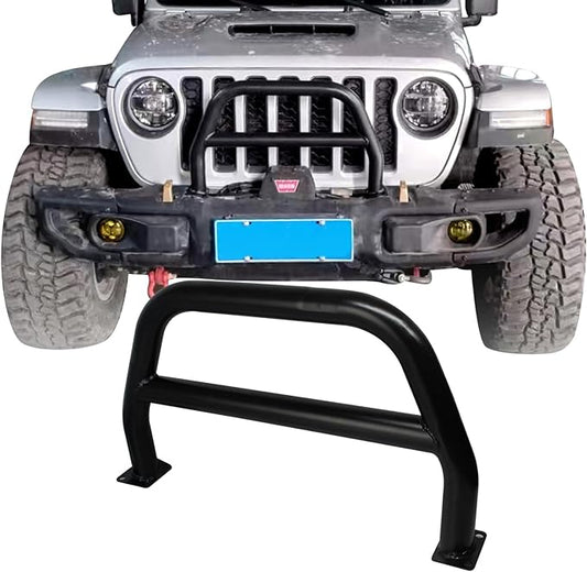 Front Steel Brush Guard Fits 2019-2023 for Jeep Gladiator JT & 2018-2023 for Jeep Wrangler JL JLU Rubicon Bumper Steel Bar Grille Brush Guard (high)