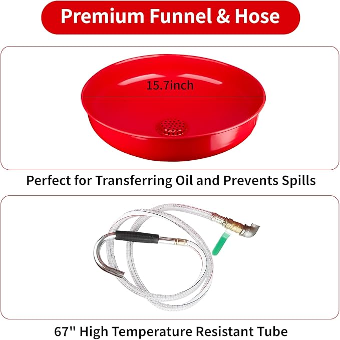 Aain 20 Gallon Portable Oil Drain Container,Waste Oil Drain Tank,Air Operated Drainer for Oil Change,Portable Fluid Drain Disposal with Adjustable Height,Heavy Duty Construction with Wheels