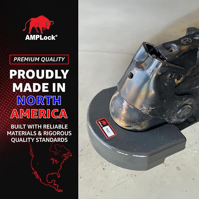 AMPLock U-TLS2516 Heavy Duty Trailer Coupler Lock, 2-5/16" RV & Boat Trailer, Anti-Theft Coupler with Flat Lip Design, Push-Lock System, 2-5/16-Inch Ball Hitch Locks, Trailer Hitch Locks with Keys