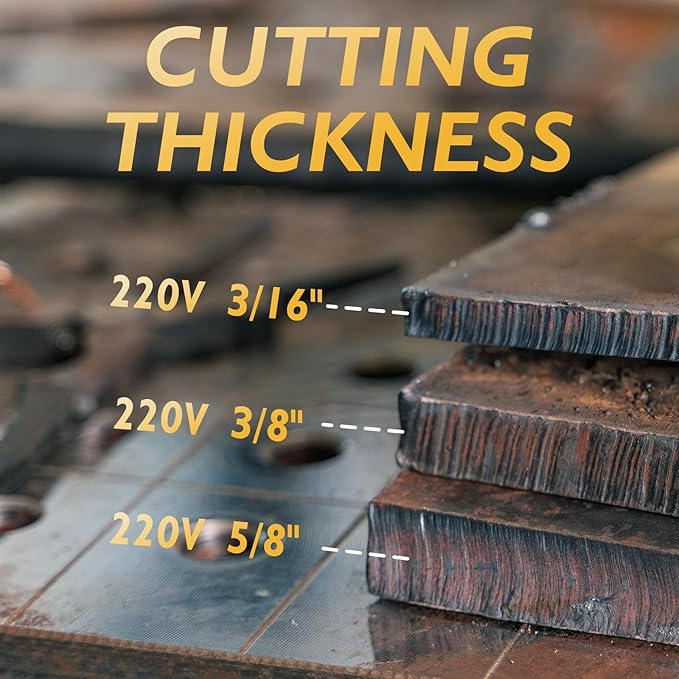 TOOLIOM 50A Non High Frequency Plasma Cutter 110/220V Dual Voltage 2T/4T Cutting Machine 5/8" Max Cut with Large Digital Display