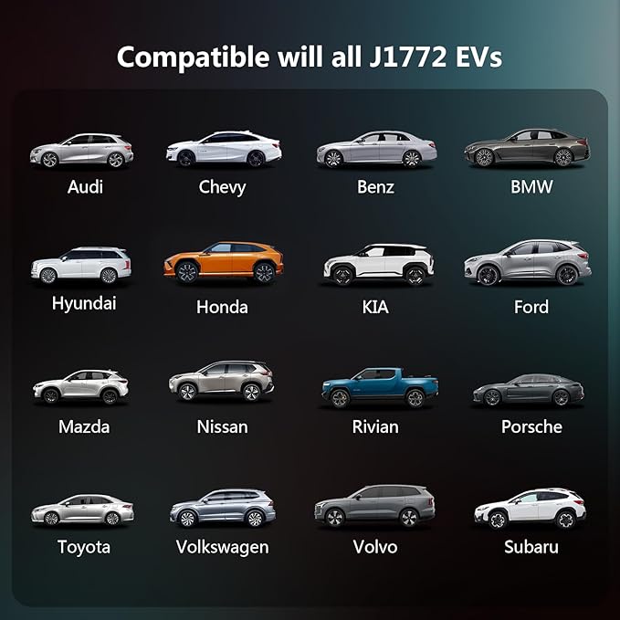 Level 2 EV Charger 40A, 240V Electric Car Charger, Portable & Home Electric Vehicle Charging Station with NEMA 14-50 Plug for J1772 EVs 9.6KW, 20ft Cable w/Holder