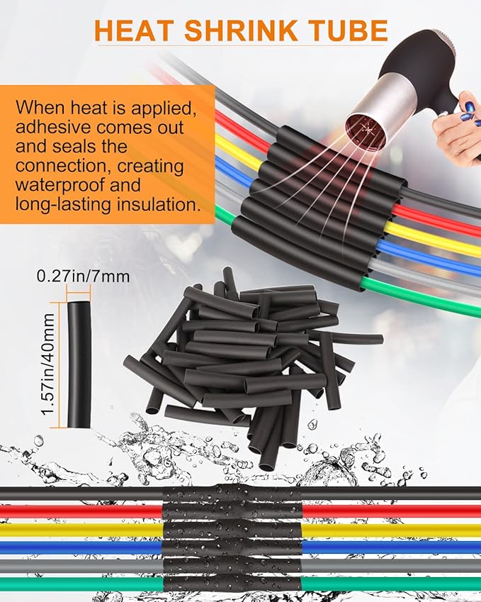 NAOEVO 6 Pin Connector Waterproof，16 AWG 6 Wire Connectors, Automotive Electrical Connectors Male And Female Way With Heat Shrink Tubing For Car Truck Boat Wire Connection, 6 Kits