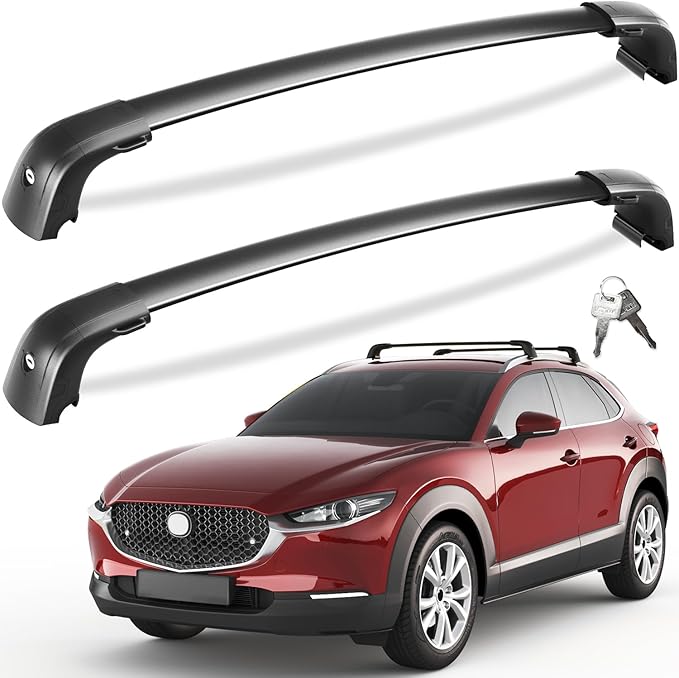 Tuyoung Roof Rack Cross Bars Fit for Mazda CX30 CX-30 2020 2021 2022 2023 2024 2025 2026 with Flush Side Rails，220lbs Lockable Heavy Duty Anti-Theft Aluminum Roof Rails Crossbars Cargo Carrier Bag
