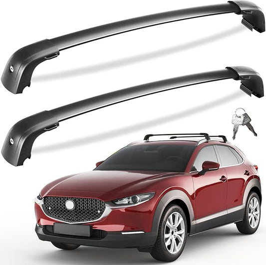 Tuyoung Roof Rack Cross Bars Fit for Mazda CX30 CX-30 2020 2021 2022 2023 2024 2025 2026 with Flush Side Rails，220lbs Lockable Heavy Duty Anti-Theft Aluminum Roof Rails Crossbars Cargo Carrier Bag