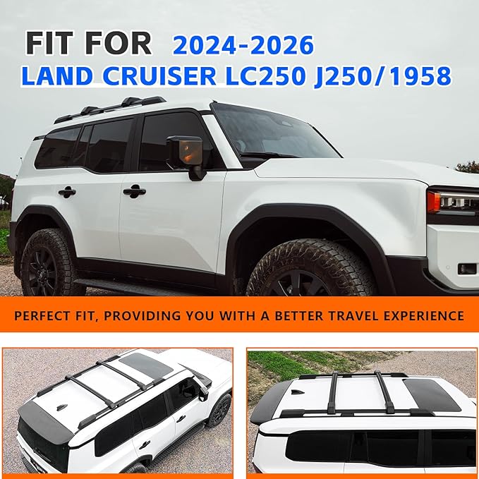 OEM-Style Roof Rack Cross Bars for 2024-2026 Toyota Land Cruiser Prado J250 LC250/1958-200LBS Crossbar Luggage Rack Carrier for Rooftop Cargo, Kayak, Canoe, Bike, Snowboard (No Drilling Required)