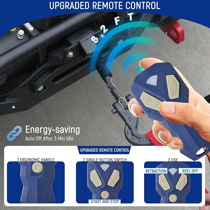 CALLIERT Winch 13000 lb. Load Capacity Electric Winch Kit 12V Synthetic Rope, with Wireless Handheld Remote and Corded Control Recovery Waterproof IP66 Off Road Winch for Jeep, Truck, SUV