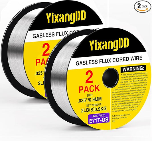 2-Pack 0.035" Flux Core Welding Wire, E71T-GS Low Splatter Gasless Mild Carbon Steel Mig Welding Wire, Compatible With Most Welder, 2-Pound Each