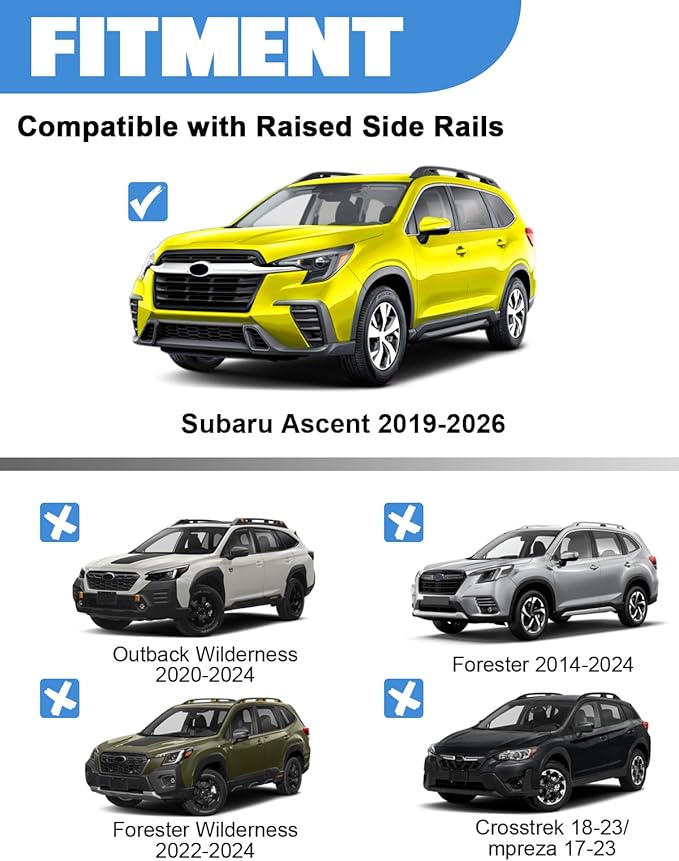 FengYu 300lb Roof Rack Cross Bars Compatible with Subaru Ascent 2019-2026 Heavy Duty Lockable Aluminum Roof Rails Crossbars Cargo Bars Canoe Snowboard Rooftop Black Carrier Luggage