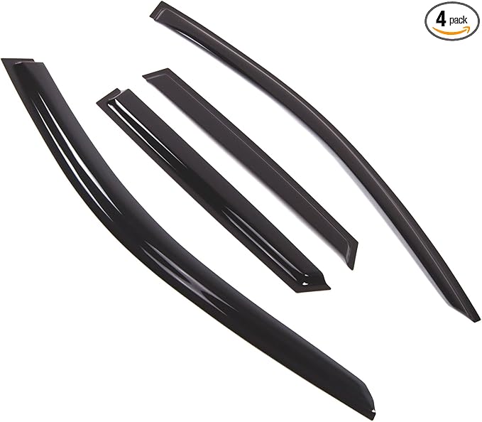 TuningPros Outside Mount Window Vent Visors Rain Guards Compatible with Audi A3 Hatchback 2013-2015 | Side Window Wind Deflectors Rain Shields | Smoke Tinted, 4 Pcs Set, DGWV-776