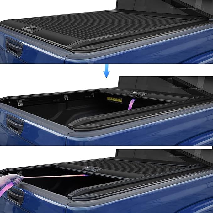 OSIAS Retractable Hard Tonneau Cover for 2004-2025 Ford F-150 5.5-5.6ft Truck Bed | Aluminum Waterproof Lockable Bed Cover with Heavy-Duty Security & All-Weather Protection