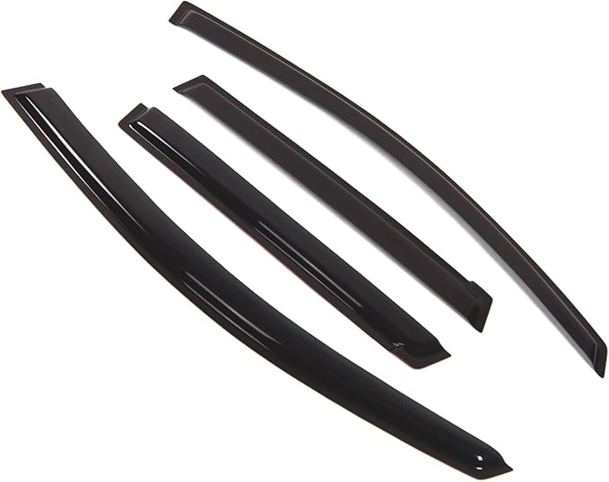 Tuningpros WD2-233 Dark Smoke 4 Pcs Set Window Visor (Outside Mount) Deflector Rain Guard Compatible with 2006-2008 Honda Fit