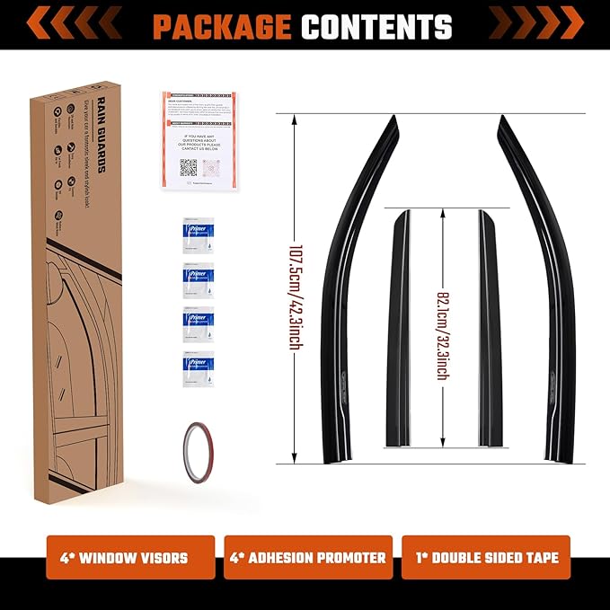 Tape-On Rain Guards Fit for Chevy Colorado/GMC Canyon 2023 2024 2025, Window Visors Side Window Deflectors Out Channel Extra Durable Side Sun Guard Black 4pcs