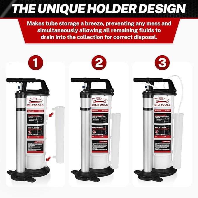 BILITOOLS 9L Pneumatic/Manual Oil Extractor Pump, Vacuum Oil Fluid Pump Extractor 2 in 1 Automotive Oil Change Tool Large Capacity 2.4 Gallon Engine Fluid Extractor for Boat Marine Jetski ect.