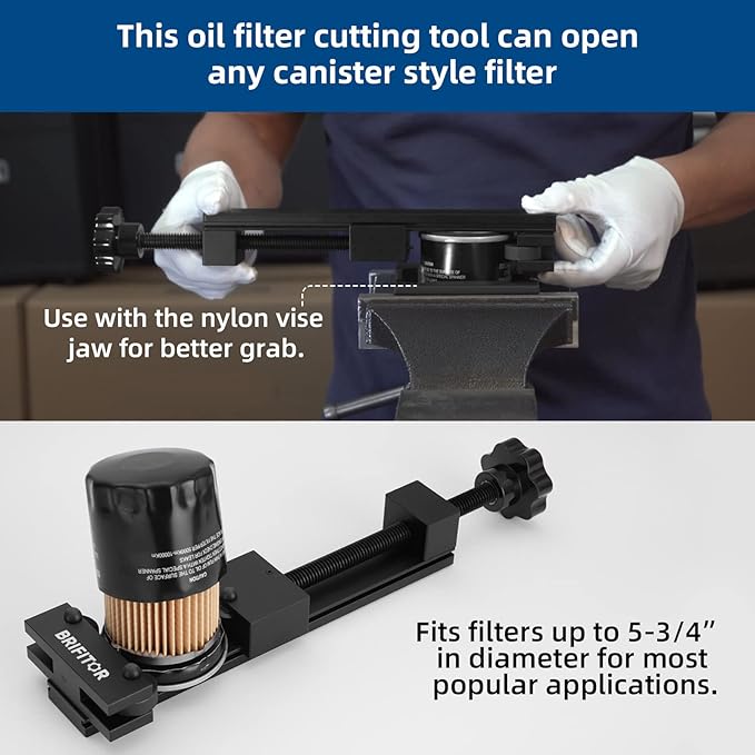 Oil Filter Cutting Tool, 66490 Oil Filter Cutter, Fits filter up to 5-1/2" in diameter. With one set of Nylon Vise Jaws.
