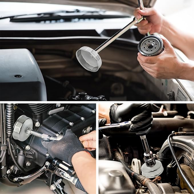 Jetech Oil Filter Cap Wrench with 76mm 14 Flute, Precision Machined Oil Filter Cap Remover Tool, Cartridge Type Oil Filter Socket Tool