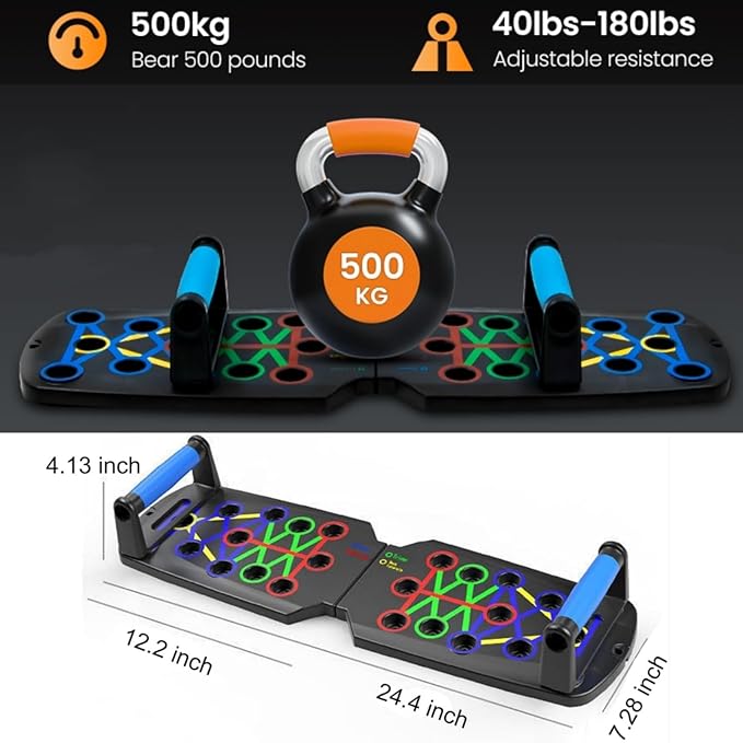 Home Workout Equipment Multi-Functional Pushup Stands System Fitness Floor Chest Muscle Exercise Professional Equipment Burn Fat Strength Training Arm Men & Women Weights
