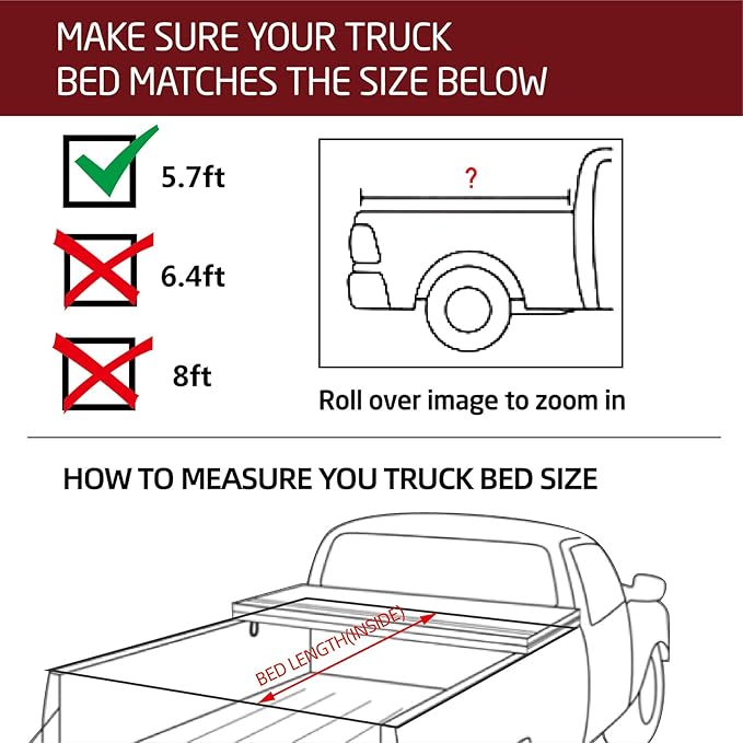 Kikito Vinyl Soft Roll-Up Tonneau Cover Truck Bed for 2009-2025 Ram 1500 5.7ft (67.4in) Bed with Rambox