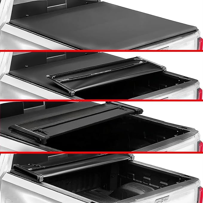 Soft Quad Fold Truck Bed Tonneau Cover Compatible for 1997-2003 Ford F-150 and 2004 F-150 Heritage 6.5FT (78.8") Bed (Standard Bed)