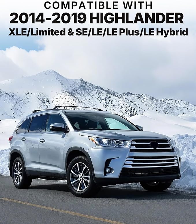 Richeer 220LBS Lockable Roof Rack Cross Bars for 2014-2019 Highlander XLE/Limited & SE/LE/LE Plus/LE Hybrid with Side Rails,Aluminum Anti-Theft Cargo Racks Rooftop Luggage Canoe Kayak Bicycle