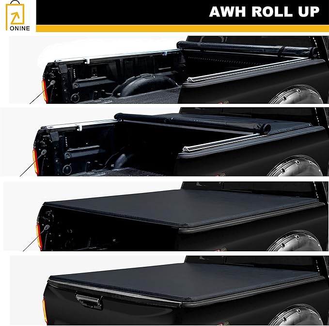 ONINE AWR Soft Roll Up Truck Bed Tonneau Cover Custom Fit 2019-2026 Chevy Silverado/GMC Sierra 1500 5.8ft Bed(69"), Fleetside, All Weather, Not for CarbonPro Bed