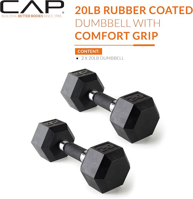 CAP Barbell Coated Dumbbell Weight | Multiple Options Pairs & Sets