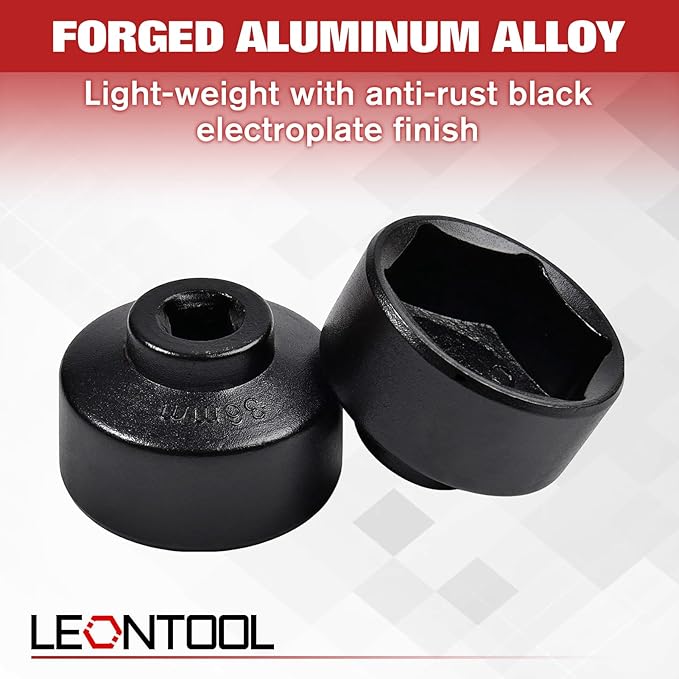 7-Piece Oil Filter Socket Set, 3/8" Drive Low Profile Oil Filter Cap Wrench Socket Set | 24mm, 27mm, 29mm, 30mm, 32mm, 36mm, 38mm | Aluminum Alloy, 6-Point Design, Storage Case Included