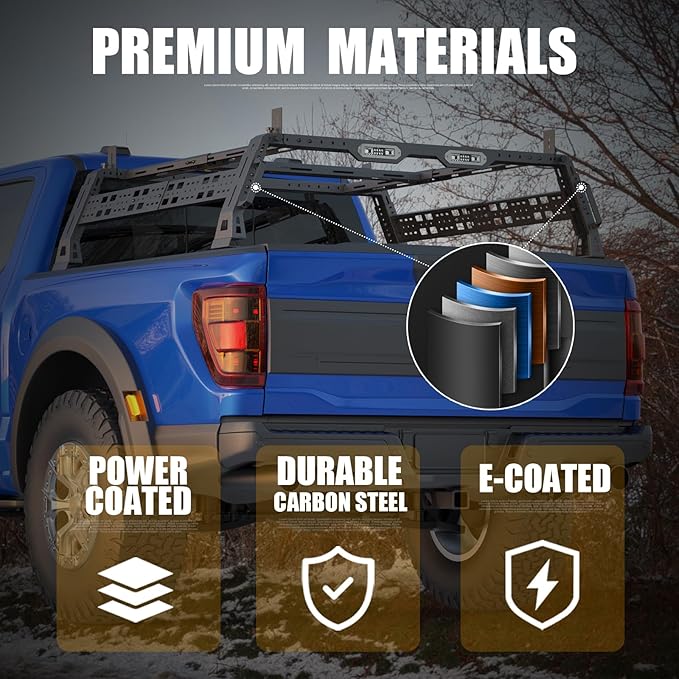 Extendable Overland Truck Bed Cargo Rack with Grab Handle, 18.5"-27.5" Heavy Duty High Bed Rack for Ford F-Series, for Silverado & Sierra & Ram 1500/2500/3500, for Jeep Gladiator JT, for Titan Tundra