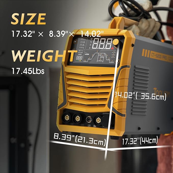 TOOLIOM Cut/TIG/Stick 3 in 1 Portable Welding Machine: 50A Air Plasma Cutter, 200A TIG Welder, 180A Stick Welder, with Dual Voltage 110&220V