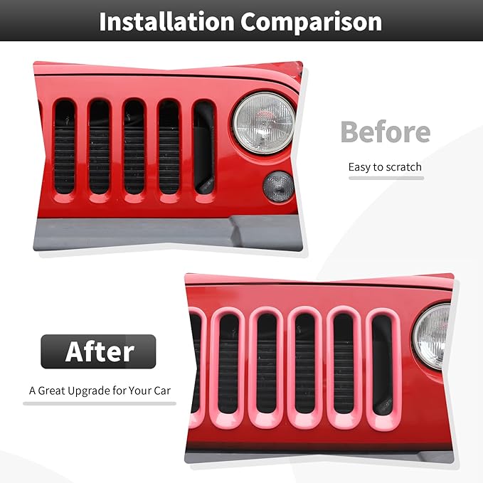 JK Grill Inserts Front Grille Mesh no Mesh Cover Guard for Jeep Wrangler JK 2007-2017 Clip-on Grille Accessories