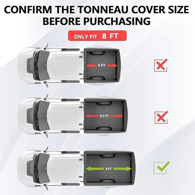 8' Hard Tri-Fold Truck Bed Tonneau Cover Compatible with 2004-2014 Ford F-150 8ft (96") Bed