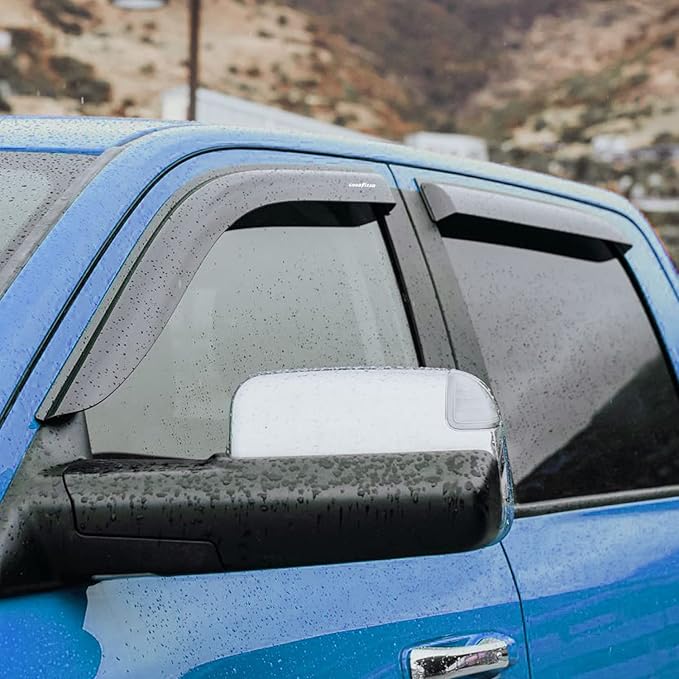 Goodyear Shatterproof Window Deflectors for Dodge Ram 1500 2009-2018 Crew Cab, Tape-on Rain Guards, Window Visors, Vent Deflector Visor, Car Accessories, 4 pcs. - GY008884