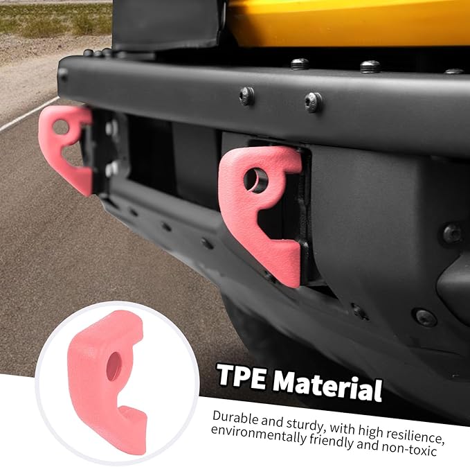Jimen Fit for Ford Bronco 2021-2024, 2PCS Front Bumper Tow Hook Covers Protector Exterior Accessories (Pink)