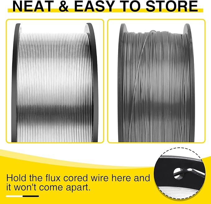 2-Pack 0.035" Flux Core Welding Wire, E71T-GS Low Splatter Gasless Mild Carbon Steel Mig Welding Wire, Compatible With Most Welder, 2-Pound Each