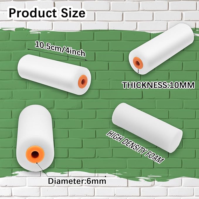 100 Pcs 4 Inch Foam Paint Roller High Density Foam Roller Mini Paint Roller Refills Paint Edger Tool for Walls Brings Smooth Finishes Flat Surfaces