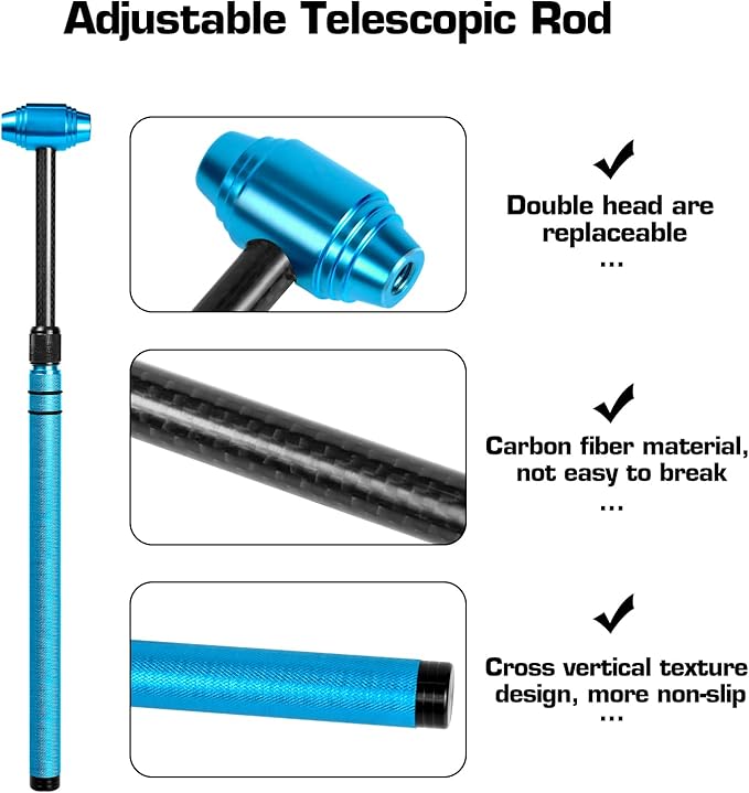 WHDZ Paintless Dent Repair Tools Dent Removal Hammer Double-Faced Car Dent Repair Leveling Hammer Telescopic