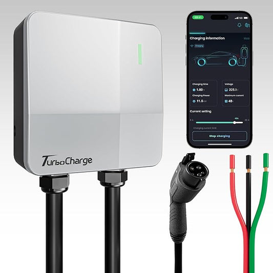 11.5kW Hardwired Level 2 EV Charger for Home - 240V 48A Electric Vehicle Charging Station with 25 ft Cable, WiFi App Control, IP65 Waterproof, J1772 Connector, ETL & FCC Certified