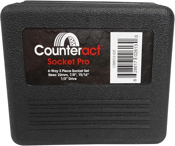 Counteract Socket Pro – 6 Way Socket 3pc Set - 22mm, 7/8", 15/16"mm - 1/2" Drive