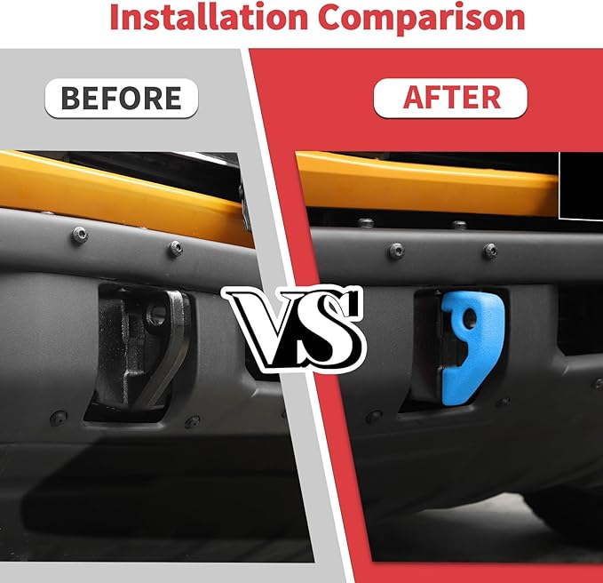 Jimen Fit for Ford Bronco 2021-2024, 2PCS Front Bumper Tow Hook Covers Protector Exterior Accessories (Light Blue)