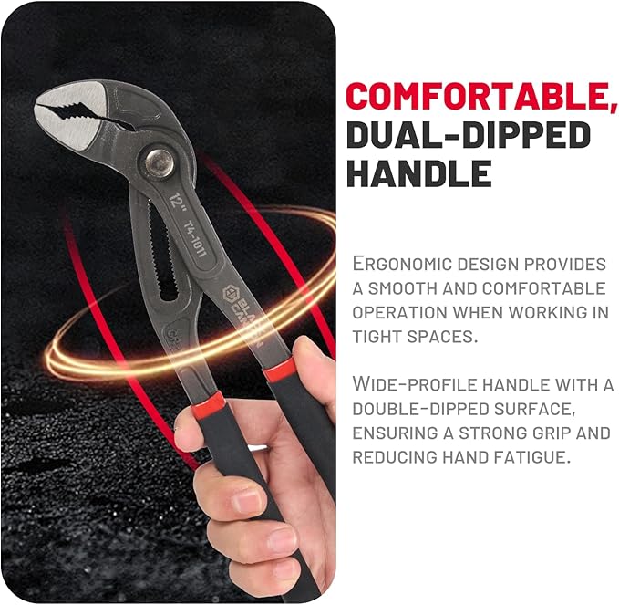 BLACK CANYON Groove Joint Plier 12in, V-Jaw Tongue and Groove Plier with Fast Adjustable 30 Jaw Positions, 50 Cr-V Steel, Ergonomic Handle for Automotive Repairs, Nuts, Bolts, Plumbing, Gripping