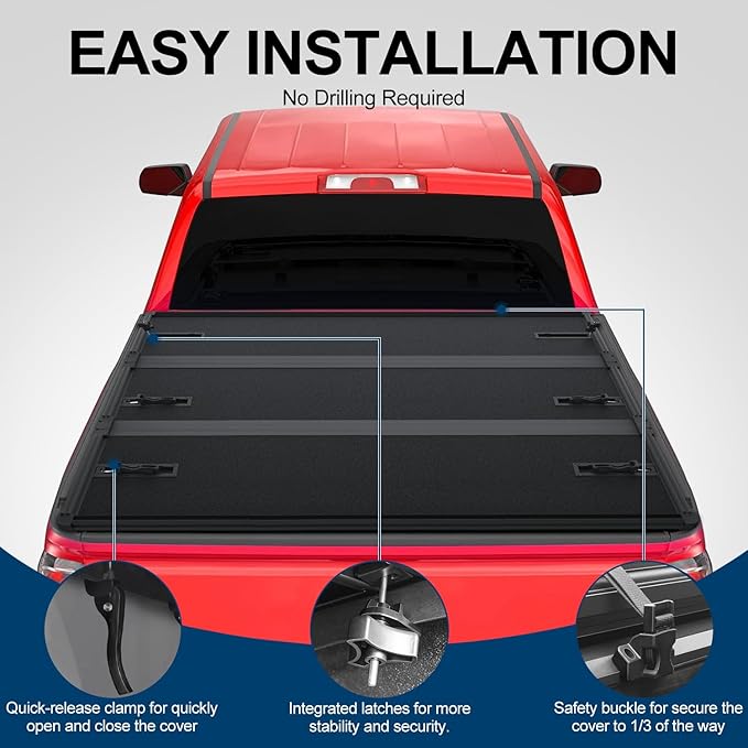 FASTFIT Hard Tri-Fold Tonneau Cover Fits 2020-2025 Chevy Silverado/GMC Sierra 2500 HD 3500 HD with 6.9ft (82.2in) Truck Bed w/o Multi-Flex Tailgate | On Top |