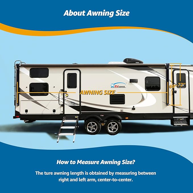 Black Electric Power RV Awning Frame and Fabric Assemblies Full Set for RV,5th Wheel,Travel Trailers,Toy Haulers,and Motorhome RV Trailer Awning for Home or Camper (11Feet, Grey Fade)