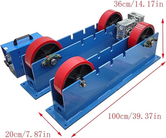Adjustable Welding Tank Turning Rolls Dia 1.97"-59.06"/50-1500mm Tank Turning Rolls Linkage Roller Load Capacity 4400LBS for Welding Equipment Support 110V 230W