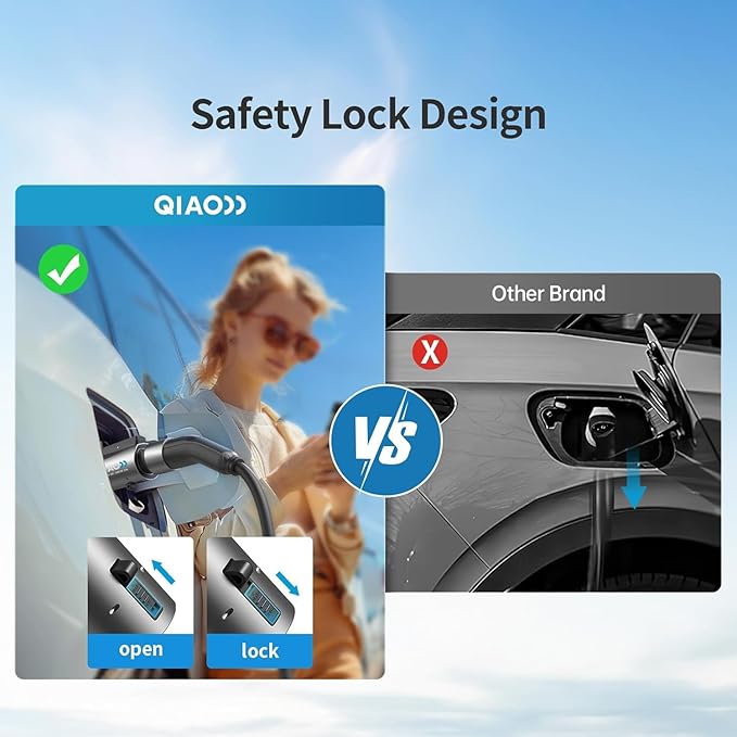 For Tesla to J1772 Adapter with Security Lock, Max 80A 250V Silver Plated NACS to J1772 adapter for Level 2 EV Charging, Fits Tesla Wall/Destination/Mobile Connectors, Non-Supercharger Compatible