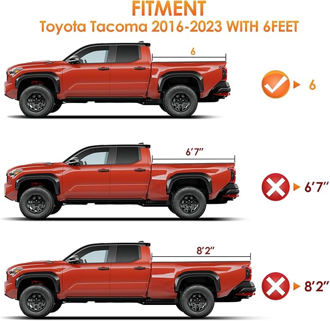 Nilight Soft Tri-fold Truck Bed Tonneau Cover Compatible with Toyota Tacoma 2016 2017 2018 2019 2020 2021 2022 2023-6ft