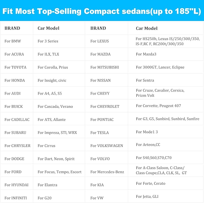 Universal Sedan Car Cover Fit for Mercedes-Benz C-Class, BMW 3 Series, Audi A3,Waterproof All Weather Heavy Duty Anti-UV Windproof Snow Protection - 177''~185''(L)